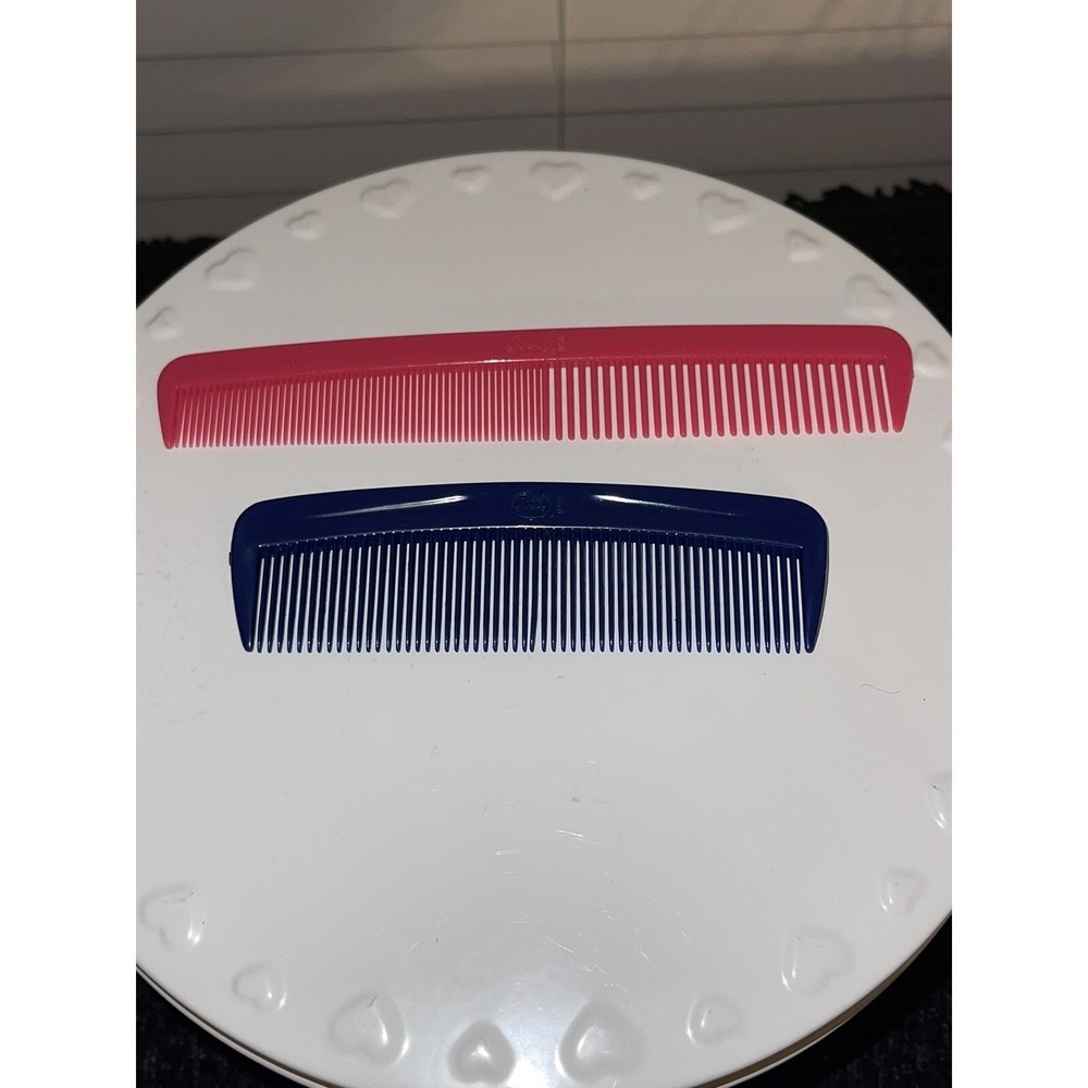 Set of 2 Vintage Goody ~Pink and Blue Plastic Hair Combs Made in USA